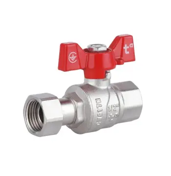 Кран шаровый Thermo Alliance 1/2х Forte латунный никелированный прямой с накидной гайкой и внутренней резьбой 1/2 (SF260W15)
