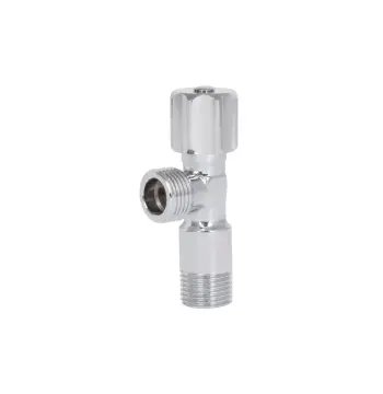 Кран угловой Thermo Alliance 1/2З Standart латунный хромированный с вентильной буксой и шестигранной ручкой 1/2"Нх1/2"Н (SF3441515)