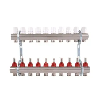 Коллектор для теплого пола Thermo Alliance Standart SD235W10 никелированный латунный с расходомерами 1" на 10 выходов (SD235W10)