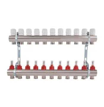 Коллектор для теплого пола Thermo Alliance Standart латунный никелированный с расходомерами на 11 выходов 1 (SD235W11)