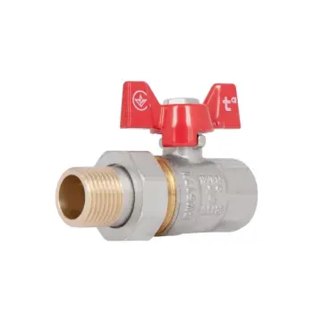 Кран кульовий Thermo Alliance SD220NW15PN40 Standart латунний нікельований прямий "американка" з ручкою-метеликом 1/2" ВЗ (SD220NW15PN40)