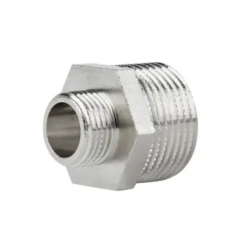 Ниппель редукционный Icma 1/2х1 1211 1/2"х1" латунный никелированный, наружная/наружная резьба (811211ADAF06)