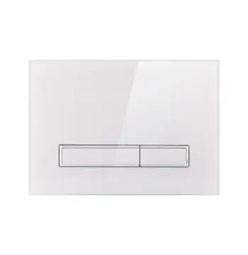 Панель смыва для унитаза Qtap Nest QT0111V1105GW стеклянная белая глянцевая механическая двухрежимная (QT0111V1105GW)
