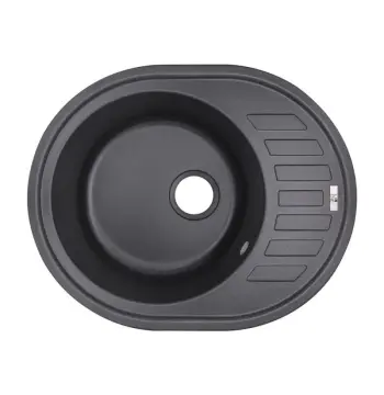 Кухонная мойка Lidz 620×500 мм/200 BLA-03 черная из искусственного камня с универсальным крылом (LIDZBLA03620500200)