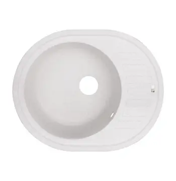 Кухонная мойка Lidz 620×500 мм/200 WHI-01 из искусственного камня белая овальная врезная с универсальным крылом (LIDZWHI01620500200)