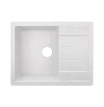 Кухонная мойка Lidz 650×500 мм/200 WHI-01 белая из искусственного камня с универсальным крылом (LIDZWHI01650500200)