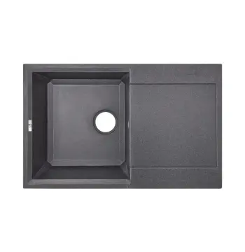 Кухонная мойка Lidz 790×495 мм/230 BLA-03 черная из искусственного камня с универсальным крылом (LIDZBLA03790495230)