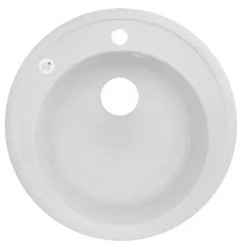 Кухонна мийка Lidz D510/200 WHI-01 зі штучного каменю біла матова кругла (LIDZWHI01D510200)