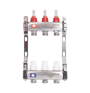 Коллектор с расходомерами для теплого пола Thermo Alliance Standart SD0043 из нержавеющей стали на 3 выхода 1 (SD0043)