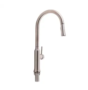 Смеситель для кухни Qtap Baruska QTBAR9137103UN из нержавеющей стали с выдвижным изливом, брашированный никель (QTBAR9137103UN)