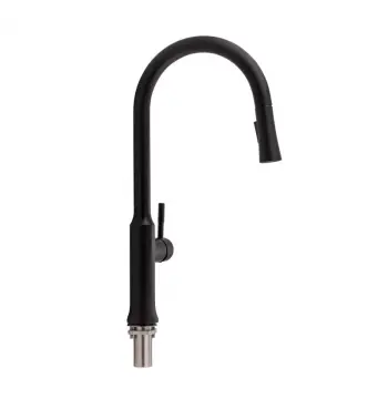 Смеситель для кухни Qtap Baruska QTBAR9137103UB из нержавеющей стали черный матовый с выдвижным изливом (QTBAR9137103UB)