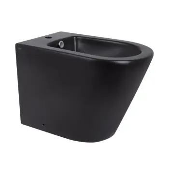 Біде підлогове Qtap QT14441003CMB Scorpio керамічне чорне матове з горизонтальним випуском (QT14441003CMB)