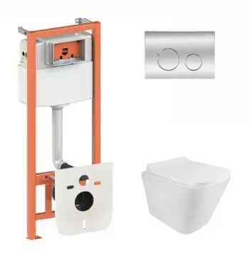 Готове рішення Qtap для ванної кімнати: підвісний унітаз Tern Rimless 490x340x350 + комплект інсталяції Nest 4 в 1 (кругла клавіша Chrome)