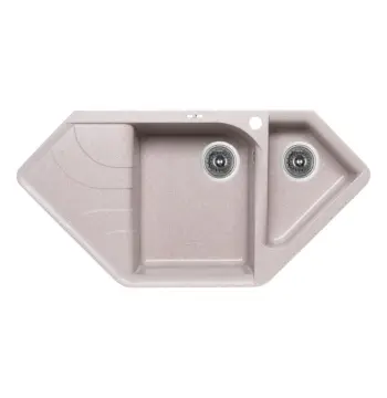 Кухонная мойка Lidz MAR-07 1000×500 мм песочная из искусственного камня с дополнительной чашей и левым крылом (LIDZMAR071000500225)