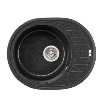 Кухонная мойка Lidz 620×500 мм/200 GRF-13 графитовая из искусственного камня с универсальным крылом (LIDZGRF13620500200)
