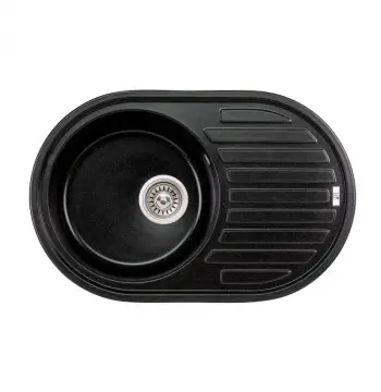 Кухонная мойка Lidz 780×500 мм/200 BLM-14 из искусственного камня черный металлик с универсальным крылом (LIDZBLM14780500200)