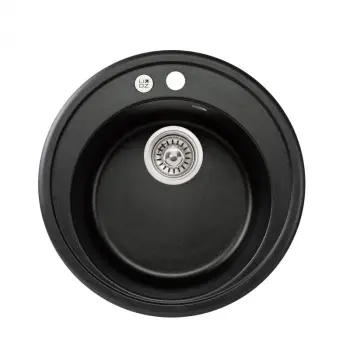 Кухонная мойка Lidz D510/200 BLM-14 из искусственного камня черный металлик круглая (LIDZBLM14D510200)