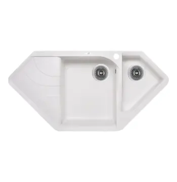 Кухонная мойка Lidz 1000×500 мм/225 WHI-01 из искусственного камня белая угловая с дополнительной чашей (LIDZWHI011000500225)