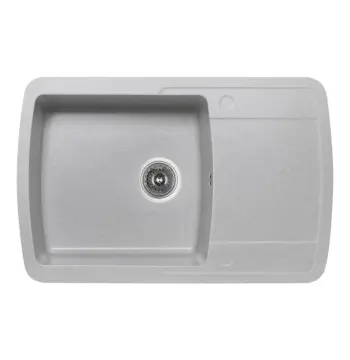 Кухонная мойка Lidz 770×490 мм/200 GRA-09 из искусственного камня серая врезная с универсальным крылом (LIDZGRA09770490200)