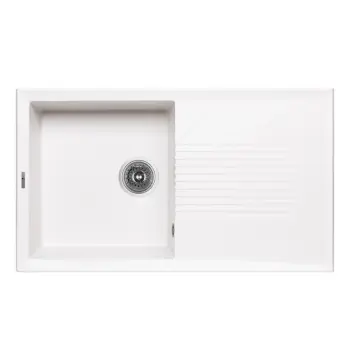 Кухонная мойка Lidz 860×500 мм/240 WHI-01 из искусственного камня белая врезная с универсальным крылом (LIDZWHI01860500240)