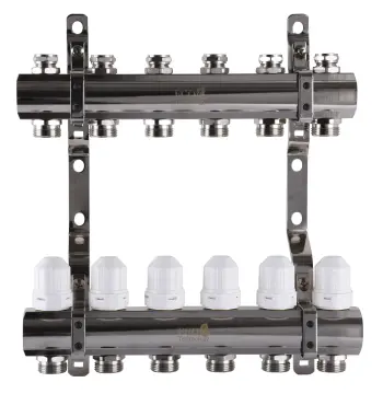 Коллектор с регуляторами и креплением ECO 001С 1″x6