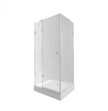 Душова кабіна Qtap Capricorn CRM1011SC6 хромована з прозорим склом, розпашна 100×100 мм см з низьким акриловим піддоном та сифоном (CAPCRM1011SC6SET)