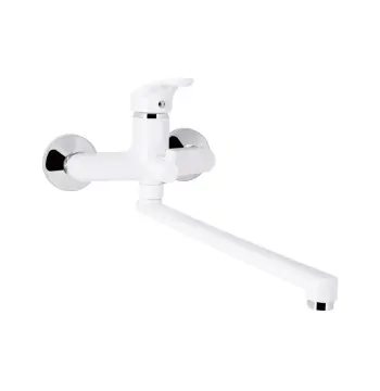 Смеситель для ванны Brinex 36W 005 пластиковый хром/белый с длинным поворотным изливом (BRIN36W005)