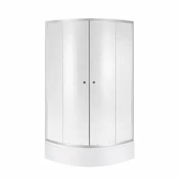 Душова кабіна з піддоном Lidz SC90x90SATMIDFR Latwa SC90×90 мм.SAT.MID.FR напівкругла, сатинова з матовим склом 4 мм (LLSC9090SATMIDFR2SET)