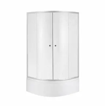 Душова кабіна Lidz SC80x80SATHIGHFR Latwa SC80×80 мм.SAT.HIGH.FR напівкругла 80x80 см сатин з матовим склом 4 мм, у комплекті з високим акриловим піддоном (LLSC8080SATHIGHFR2SET)