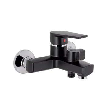Смеситель для ванны Brinex 35B 006N пластиковый черный матовый с хромом, однорычажный (BRIN35B006N)