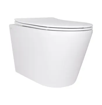 Подвесной унитаз Qtap QT14332380AW Scorpio керамический белый, безободковый с технологией смыва Ultra Quiet и сиденьем Soft-close (QT14332380AW)