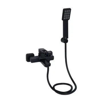 Смеситель для ванны Lidz Wawel 006 черный матовый с душевым гарнитуром (LDWAW006BLA45393)
