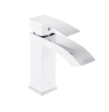 Смеситель для раковины Qtap Swan Cascada QTSWA270CRW45568 латунный хромированный с белым однорычажный (QTSWA270CRW45568)