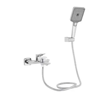 Смеситель для ванны Qtap Presto латунный хромированный с душевым гарнитуром (QTPRE259CRM45574)