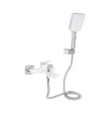 Смеситель для ванны Qtap Presto 259 латунный хром/белый с душевым гарнитуром (QTPRE259CRW45579)