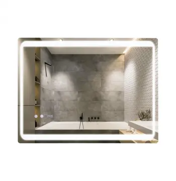 Дзеркало Qtap Mideya 800×600 мм сенсорне з LED-підсвічуванням, антизапотіванням, годинником та димером (QT2078NCF8060W)