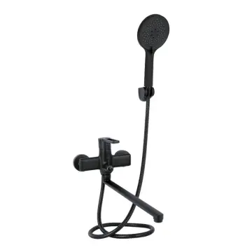 Смеситель для ванны Qtap Taurus QTTAU260BLM45664 черный матовый с длинным поворотным изливом и душевым гарнитуром (QTTAU260BLM45664)