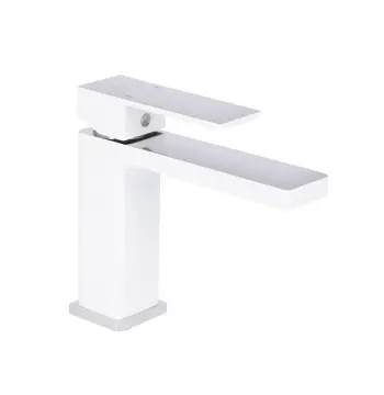 Смеситель для раковины Qtap Gemini QTGEM270CRW45675 латунный хром/белый однорычажный (QTGEM270CRW45675)