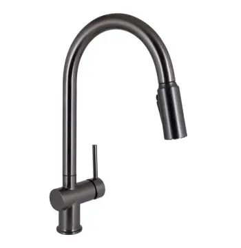 Смеситель для кухни Qtap Rozcesti QTROZ366GMB45939 латунный gunmetal black с выдвижным изливом и краном для питьевой воды (QTROZ366GMB45939)