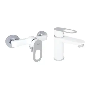 Набор смесителей Lidz Latwa 001 + Latwa 010 белый для раковины и душа (LDLAT001WHI4542346361)