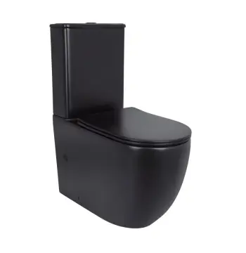 Унитаз-компакт напольный Qtap Robin Ultra Quiet безободковый черный матовый с сиденьем Soft-close (QT13226083AMB)
