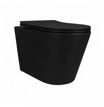 Подвесной унитаз Qtap Scorpio Ultra Quiet безободковый матовый черный с сиденьем Soft-close (QT14332380AMB)