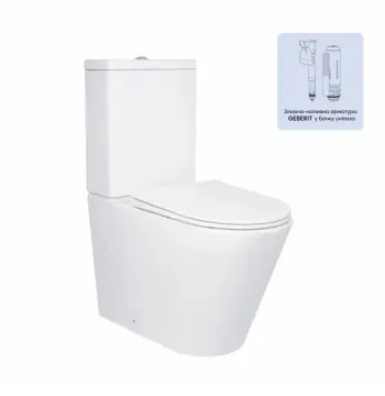 Унітаз-компакт підлоговий Qtap QT16222182TW Swan Ultra Quiet керамічний білий, безобідковий із сидінням Soft-close (QT16222182TW)