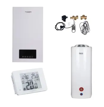 Комплексне рішення Thermo Alliance для котельні: електричний котел 10 кВт + комплект підключення бойлера + комбінований підлоговий водонагрівач 100 л