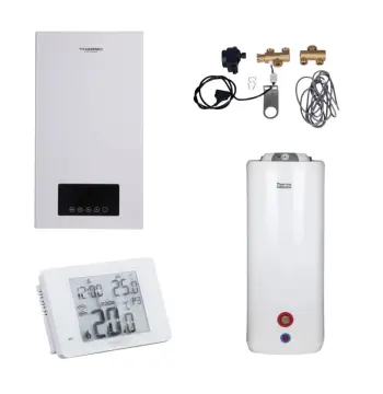 Комплексне рішення Thermo Alliance для котельні: електричний котел 12 кВт + комплект підключення бойлера + комбінований підлоговий водонагрівач 100 л