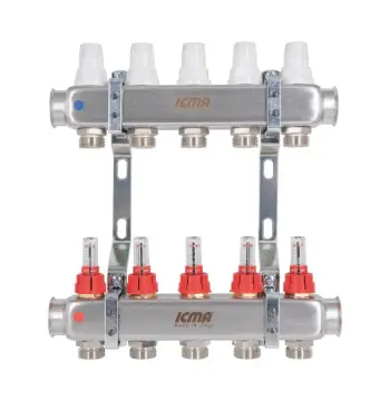 Коллектор Icma К073 нержавеющий с расходомерами на 5 контуров 1 (87K073179PQ32QU)