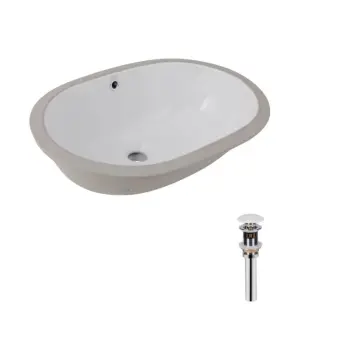 Комплект Qtap Stork: Раковина врезная овальная 570x390x210 мм White + Донный клапан PU02O