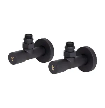 Комплект кранов Thermo Alliance Standart 1/2" Н для полотенцесушителя угловой черный SF395W15B