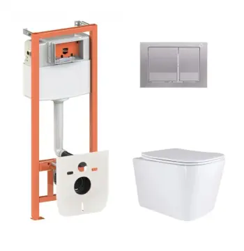 Готовое решение Qtap для ванной комнаты: подвесной унитаз Tern Ultra Quiet 525x345x360 + комплект инсталляции Nest 4 в 1 (квадратная клавиша Satin)
