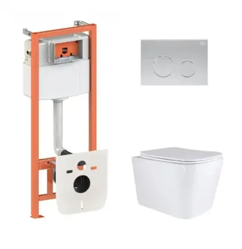 Готовое решение Qtap для ванной комнаты: подвесной унитаз Tern Ultra Quiet 525x345x360 + комплект инсталляции Nest 4 в 1 (круглая клавиша Satin)
